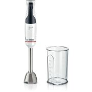 Blender de mână BOSCH ErgoMaster Serie 4 MSM4W410, 800W, Baghetă inox, Cuțit QuattroBlade 4 lame, Pahar mixare gradat, Cuplaj ceramic, Funcție AntiSplash, C1.40m, White Anthracite