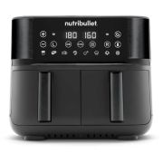 Friteuză dublă nutribullet Twin Drawer Air Fryer NBA081B - 0C12500003, 2850W, 2 sertare 4L, 2 grătare de rumenire,  8 moduri de gătit presetate, Ecran tactil, Neagră