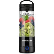 Blender voiaj nutribullet Portable NBP003B - 0C22300092, Bază motor portabilă cu lame de oțel, Capac cu mâner, Cană 475ml, USB-C, Black