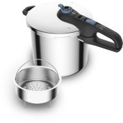 Oală sub presiune TEFAL Secure Trendy P2584401, Volum 8l, 2 programe (carne și legume), 5 sisteme de siguranță, Controlul presiunii, Compatibilă cu toate sursele de căldură, Aqua Blue