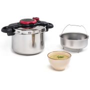 Oală sub presiune TEFAL ClipsoMinut Easy 9L P4624966, V9L, D cuvă 24cm (bază 18cm), Indicator presiune, 5 sisteme de siguranță, Corp și coș din inox, Pentru toate suprafețele de gătit