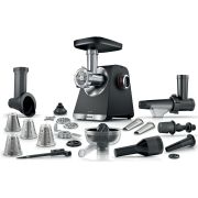 Mașină de tocat carne BOSCH Serie 6 MultiPower MFWS682B, Vârf 2100W (2 trepte și revers), Nominală 500W, 3.5kg/min, Storcător, Răzătoare, Cârnați, Kebbe, Presă citrice, Accesoriu biscuiți, Metallic Silver
