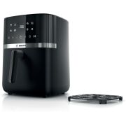 Friteuză cu aer cald BOSCH Serie 4 MAFS2462B, Nominală 2050W, Volum coș 6.1l, 9 programe, Touch Control, Timer, 40~200°C, Încălzire superioară și inferioară, 2 plăci grill, 63dBA, Neagră (mată)