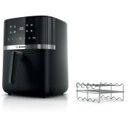Friteuză cu aer cald BOSCH Serie 4 MAF462B1, Nominală 2050W, Volum coș 6.1l, 9 programe, Touch Control, Timer, 40~200°C, Încălzire superioară și inferioară, 63dBA, Neagră