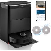 Aspirator robot BOSCH Spotless Max BCRDW3B, Apă 55ml, Rezervor 0.3l, Perie Carbon Power, Funcție Reduced Tangling, Navigare ușoară, Negru