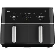 Friteuză cu aer cald BRAUN TwinCook 5 TD5030IBK - 0X12500020, 2400W, 80°~200°C, Capacitate 10L (5+5), Pui 1.4kg total, Cartofi congelați 1.2kg total, 8 programe, RealAir, SYNC, MATCH, G8.65kg, Matt Black