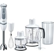 Blender de mână BRAUN MultiQuick 5 Vario MQ5245WH - 0X22111343, 1000W, 21 viteze, Picior inox, Tocător 350ml, Blender 1.25l, Tel, Pahar gradat (600ml), White premium