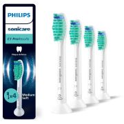 Set de 4 capete Philips Sonicare C1 ProResults Plaque Defence Medium Soft HX6014/87, Rigiditate moale-mediu, Dimensiune standard