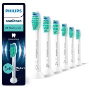 Set de 6 capete Philips Sonicare C1 ProResults Plaque Defence Medium Soft HX6016/87, Rigiditate moale-mediu, Dimensiune standard