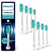 Set de 8 capete Philips Sonicare C1 ProResults Plaque Defence Medium Soft HX6018/87, Rigiditate moale-mediu, Dimensiune standard