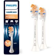 Set de 2 capete Philips Sonicare A3 Premium All-in-One Soft HX9092/87, Rigiditatea perilor moale, Dimensiune standard, Margini moi și flexibile din cauciuc, Albe