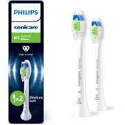 Set de 4 capete Philips Sonicare W2 Optimal White Medium Soft HX6062/87, Rigiditatea perilor moale-mediu, Dimensiune standard, Albe