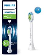 Set de 8 capete Philips Sonicare W2 Optimal White Medium Soft HX6068/87, Rigiditatea perilor moale-mediu, Dimensiune standard, Albe