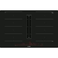 Plită inducție cu hotă integrată BOSCH Serie 8 PXX801D67E, 80cm, Flush mount, 7400W (17 trepte), 185Wh/kg, Zone 4x 2.2 (3.7) kW, Panou DirectSelect Premium Touch Control, FlexInduction, PerfectFry