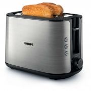 Prăjitor de pâine Philips Viva HD2650/90, 950W (8 trepte), 2 fante, Grătar chifle integrat, Dezghețare, Încălzire, High Lift, Buton STOP, Tavă firimituri, Centrare automată, Oprire automată, Carcasă inox
