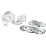 Set de accesorii BOSCH VeggieLove MUZ5VL1 - 00577491, Dispozitiv continuu, Pentru mâncăruri vegetariene, 5 discuri inox, Fără BPA, Capac sistem de siguranță, G1kg, Pentru Serie 2 MUMS2 și Serie 4 MUM5