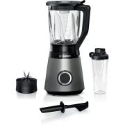 Blender de masă BOSCH Serie 4 VitaPower MMB6174S, 1200W (Impuls), Vas ThermoSafe, Sticlă ToGo, Cuțit ProEdge
