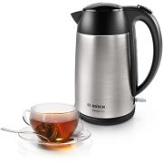 Fierbător de apă BOSCH DesignLine TWK3P420, 2400W, 1.7l (scală gradată), Indicator cești, Manevrare cu o singură mână, Filtru anti-calcar, Rotire de 360°, Siguranță triplă, Stainless Steel