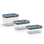 Set de 3 caserole vacuum BOSCH MSZV0FC3 - 17005342 (0.9l,1.2l,1.7l), Din Tritan fără BPA, Setare ușoară a zilei, Indicator eliminare aer, DW safe, Compatibil prin pompe VitaMaxx, ErgoMixx și MaxoMixx