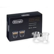 Set de 6 pahare espresso DeLonghi Essential Collection DLSC300, Capacitate 90ml, Perete dublu din sticlă borosilicată, Mențin temperatura constantă, Suflate manual