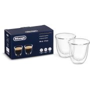 Set de 2 pahare espresso De'Longhi DLSC310 - 5513284151, Capacitate 90ml, Perete dublu din sticlă borosilicată, Mențin temperatura constantă, Suflate manual