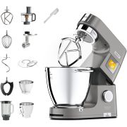 Robot de bucătărie KENWOOD Titanium Chef Patissier XL KWL90.594SI - 0W20011484, 1400W, 2 vase 7 l/ 5 l, Procesor alimente, Blender sticlă, Mașină tocat, Cântar integrat, Sistem de încălzire, Touch screen