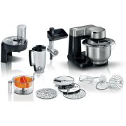 Robot de bucătărie Bosch Serie | 2 MUMS2VM40, 900 W, 7 viteze+Pulse, Mixare planetară 3D, Bol inox 3.8 L, Set patiserie, Acc. răzuire, Blender 1.25L, Masină de tocat, culoare: argintiu