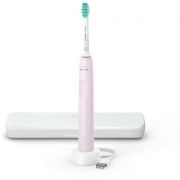 Periuţă de dinți electrică Philips Sonicare 3100 HX3673/11, Senzor de presiune, QuadPacer 30 secunde, SmarTimer 2 minute, Funcție EasyStart, BrushSync, Toc transport premium, Rose Pink