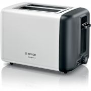 Prăjitor de pâine BOSCH DesignLine TAT3P421, 970W, 2 sloturi, Dezghețare, Încălzire, Grătar chifle, High Lift, Buton STOP, Senzor electronic pentru prăjire uniformă, Alb