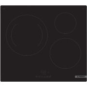 Plită cu inducție BOSCH Seria 4 PUJ61RBB5E, Electrică, Vitroceramică, 60cm, 4600W (17 trepte), 175 Wh/kg, 3 zone simultan, 28cm 2.6~3.7kW, 21cm 2.2~3.7KW, 14.5cm 1.4~2.2KW, Reglaj electronic, Neagră