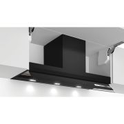 Hotă complet integrabilă BOSCH Seria 6 DBB97AM60, accent line, l90cm, 250W (3 trepte și Intensiv), 64.7kWh/an, Silențioasă, Filtru grăsime inox, Softlight, Clear Glass Black Printed