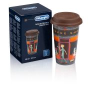 Cană termică De'Longhi Coffee Shop DLSC066 - 5513284501, Capacitate 300ml, Din ceramică artizanală cu perete dublu, Capac din silicon, Proprietăți termice, Înălțime cu capac 15cm, DW Safe