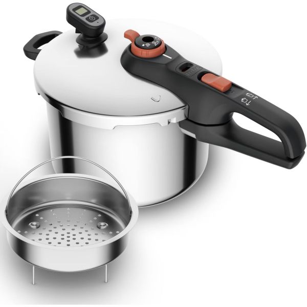 Oală sub presiune TEFAL Secure Chrono P2590701 Volum 6l 5 sisteme de siguranță 2 nivele de