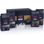 Set De'Longhi by KIMBO Tasting Set DLSC316 - 5513282711, 1kg  cafea (250g Classico, 250g 100% Arabica, 250g Prestige, 250g Gourmet), 2 pahare espreso