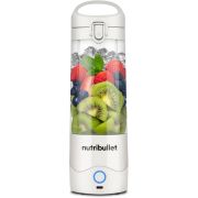 Blender voiaj nutribullet Portable NBP003W - 0C22300093, Bază motor portabilă cu lame de oțel, Capac cu mâner, Cană 475ml, USB-C, Alb